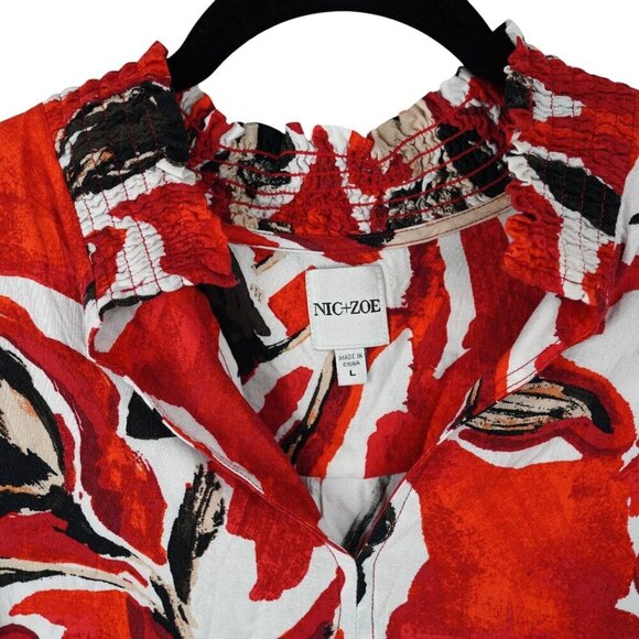 NIC+ZOE Petal Pop Top Size L Blouse Lightweight Patterned - Picture 2 of 7